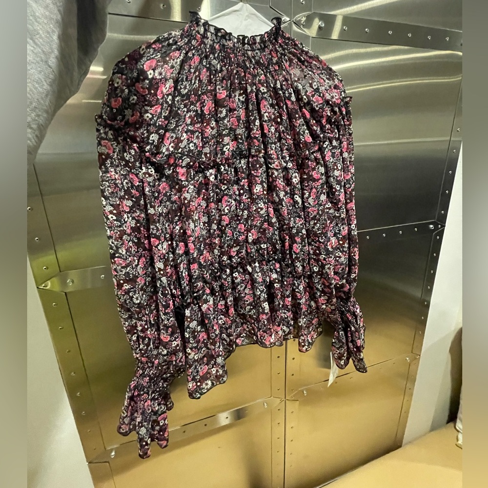 Zara Ruffled Print Blouse